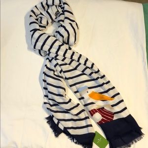 kate spade “percy on a stripe” navy/cream scarf